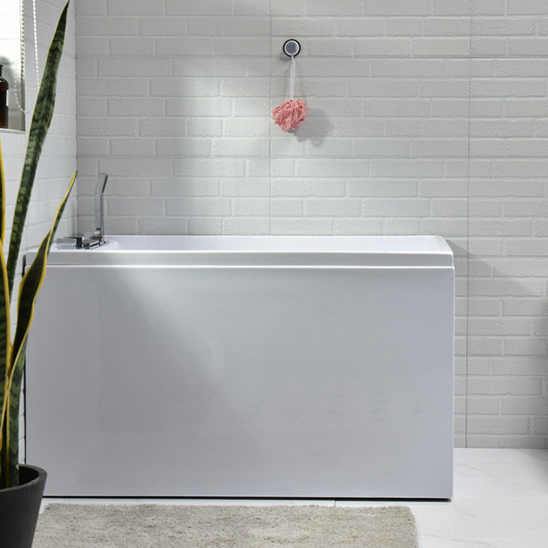 Acrylic Rectangular Bath Soaking Back to Wall Tub , 25.2-inch Tall 43"L x 26"W x 25"H Left Tub with Silver 5-Piece Set Clearhalo 'Bathroom Remodel & Bathroom Fixtures' 'Bathtubs' 'Home Improvement' 'home_improvement' 'home_improvement_bathtubs' 'Showers & Bathtubs' 7034346