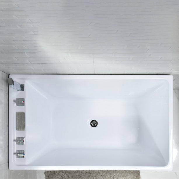 Acrylic Rectangular Bath Soaking Back to Wall Tub , 25.2-inch Tall Clearhalo 'Bathroom Remodel & Bathroom Fixtures' 'Bathtubs' 'Home Improvement' 'home_improvement' 'home_improvement_bathtubs' 'Showers & Bathtubs' 7034355