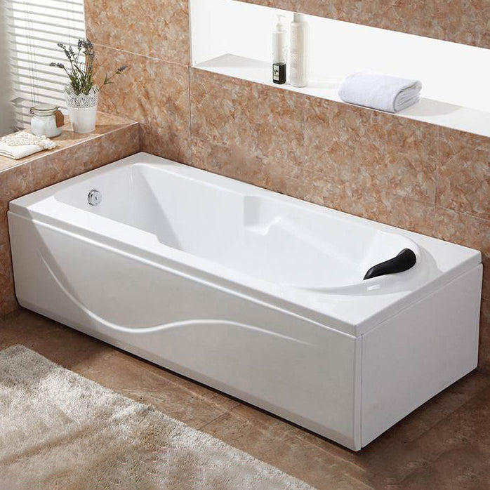 Soaking Bathtub Antique Finish Rectangular Acrylic Back to Wall Bath Tub Left Tub with Pillow Clearhalo 'Bathroom Remodel & Bathroom Fixtures' 'Bathtubs' 'Home Improvement' 'home_improvement' 'home_improvement_bathtubs' 'Showers & Bathtubs' 7034368