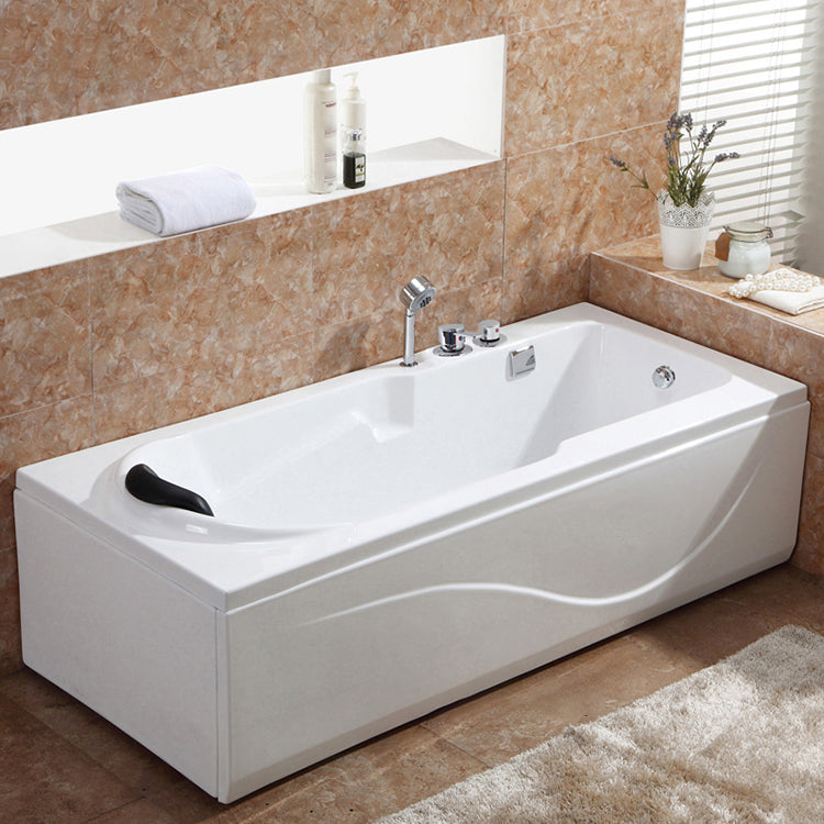 Soaking Bathtub Antique Finish Rectangular Acrylic Back to Wall Bath Tub 67"L x 30"W x 20"H Right Tub with Sliver 4-Piece Set Clearhalo 'Bathroom Remodel & Bathroom Fixtures' 'Bathtubs' 'Home Improvement' 'home_improvement' 'home_improvement_bathtubs' 'Showers & Bathtubs' 7034370