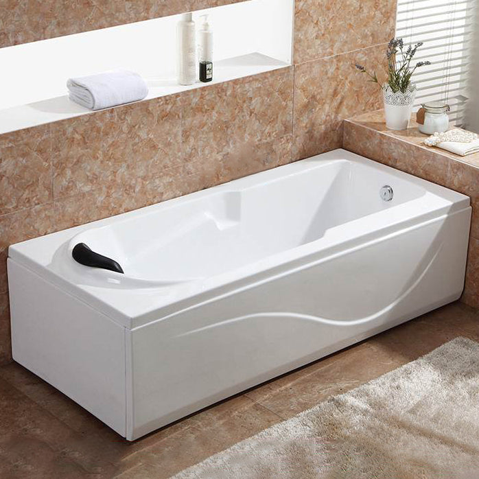 Soaking Bathtub Antique Finish Rectangular Acrylic Back to Wall Bath Tub Right Tub with Pillow Clearhalo 'Bathroom Remodel & Bathroom Fixtures' 'Bathtubs' 'Home Improvement' 'home_improvement' 'home_improvement_bathtubs' 'Showers & Bathtubs' 7034371