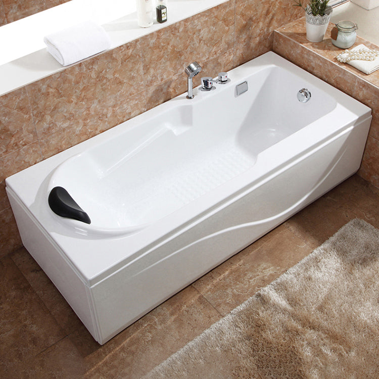 Soaking Bathtub Antique Finish Rectangular Acrylic Back to Wall Bath Tub 53"L x 28"W x 20"H Right Tub with Sliver 4-Piece Set Clearhalo 'Bathroom Remodel & Bathroom Fixtures' 'Bathtubs' 'Home Improvement' 'home_improvement' 'home_improvement_bathtubs' 'Showers & Bathtubs' 7034372