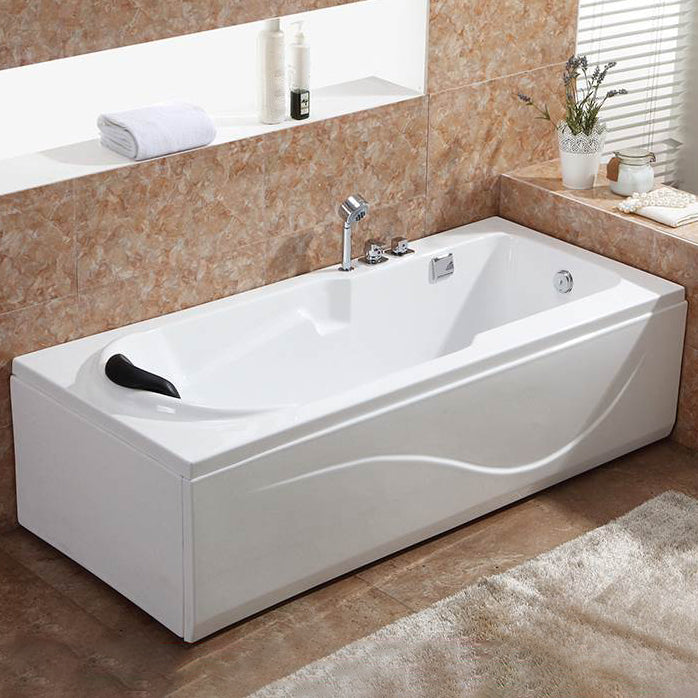 Soaking Bathtub Antique Finish Rectangular Acrylic Back to Wall Bath Tub Right Tub with Sliver 4-Piece Set Clearhalo 'Bathroom Remodel & Bathroom Fixtures' 'Bathtubs' 'Home Improvement' 'home_improvement' 'home_improvement_bathtubs' 'Showers & Bathtubs' 7034373