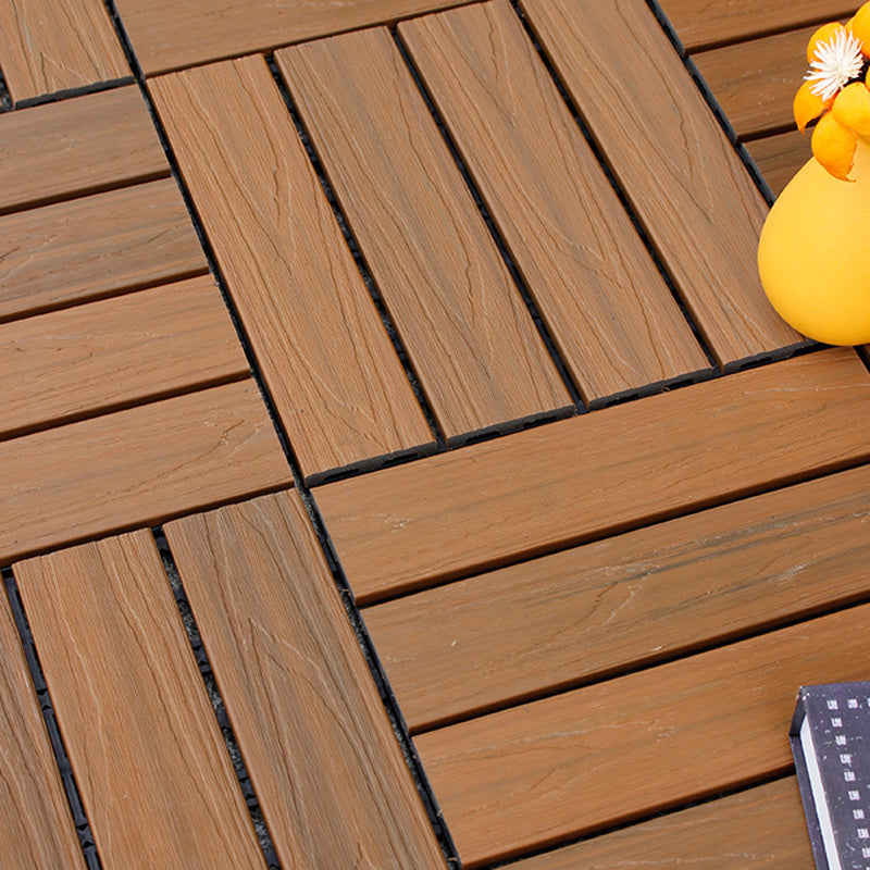 Square Decking Tiles Interlocking Striped Pattern Deck Plank 12"L x 12"W x 1"H Teak Clearhalo 'Home Improvement' 'home_improvement' 'home_improvement_outdoor_deck_tiles_planks' 'Outdoor Deck Tiles & Planks' 'Outdoor Flooring & Tile' 'Outdoor Remodel' 'outdoor_deck_tiles_planks' 7037532