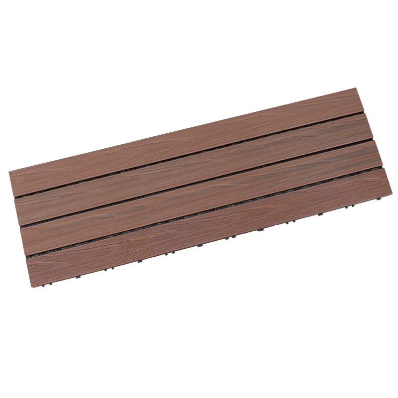 Square Decking Tiles Interlocking Striped Pattern Deck Plank 35"L x 12"W x 1"H Coffee Clearhalo 'Home Improvement' 'home_improvement' 'home_improvement_outdoor_deck_tiles_planks' 'Outdoor Deck Tiles & Planks' 'Outdoor Flooring & Tile' 'Outdoor Remodel' 'outdoor_deck_tiles_planks' 7037542