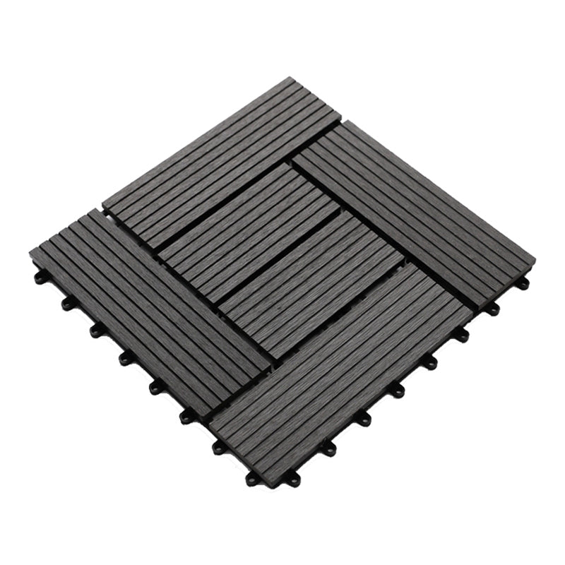 Striped Pattern Decking Tiles Interlocking Square Deck Plank Outdoor Patio Gray Black Clearhalo 'Home Improvement' 'home_improvement' 'home_improvement_outdoor_deck_tiles_planks' 'Outdoor Deck Tiles & Planks' 'Outdoor Flooring & Tile' 'Outdoor Remodel' 'outdoor_deck_tiles_planks' 7037550