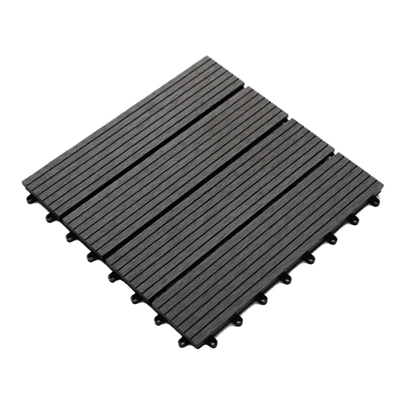 Striped Pattern Decking Tiles Interlocking Square Deck Plank Outdoor Patio Black Clearhalo 'Home Improvement' 'home_improvement' 'home_improvement_outdoor_deck_tiles_planks' 'Outdoor Deck Tiles & Planks' 'Outdoor Flooring & Tile' 'Outdoor Remodel' 'outdoor_deck_tiles_planks' 7037552