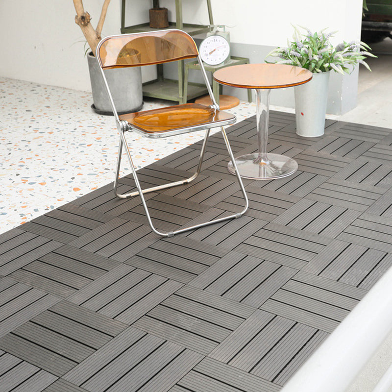 Striped Pattern Decking Tiles Interlocking Tile Kit Outdoor Patio Black 10-Piece Set Clearhalo 'Home Improvement' 'home_improvement' 'home_improvement_outdoor_deck_tiles_planks' 'Outdoor Deck Tiles & Planks' 'Outdoor Flooring & Tile' 'Outdoor Remodel' 'outdoor_deck_tiles_planks' 7037567