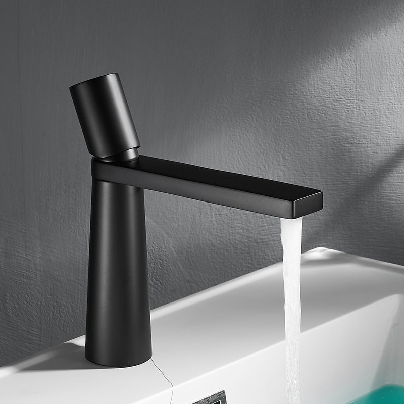 Contemporary Bathroom Sink Faucet Low Arc Single Handle Sink Faucet Black 8.1" Clearhalo 'Bathroom Remodel & Bathroom Fixtures' 'Bathroom Sink Faucets' 'Bathroom Sinks & Faucet Components' 'bathroom_sink_faucets' 'Home Improvement' 'home_improvement' 'home_improvement_bathroom_sink_faucets' 7037686