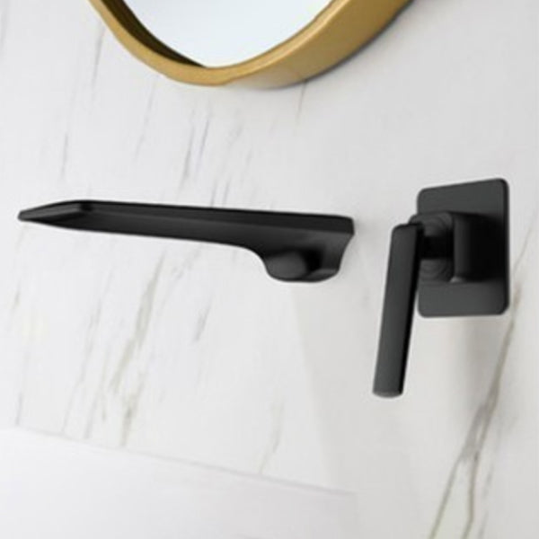 Waterfall Wall Mounted Bathroom Faucet Modern Lavatory Faucet Negro Moderno Clearhalo 'bathroom_sink_faucets' 'Conjunta de Baño y Conjunta de Grifo' 'Coronamiento de Baño y Dispositivo de Baño' 'Grifo del lavabo del baño' 'Hogar' 'home_improvement' 'home_improvement_bathroom_sink_faucets' 'Mejoras para el hogar' 7037710