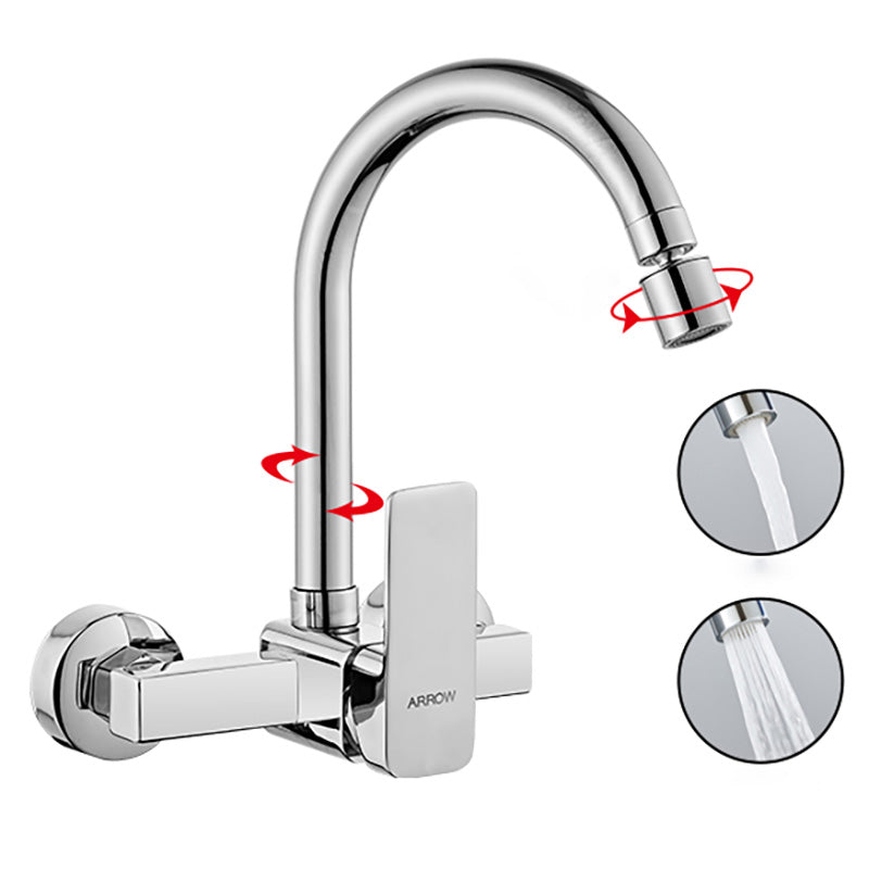 Contemporary Centerset Bathroom Faucet Single Handle Swivel Spout Circular Faucet 10.6" Dual Mode Clearhalo 'Bathroom Remodel & Bathroom Fixtures' 'Bathroom Sink Faucets' 'Bathroom Sinks & Faucet Components' 'bathroom_sink_faucets' 'Home Improvement' 'home_improvement' 'home_improvement_bathroom_sink_faucets' 7037720