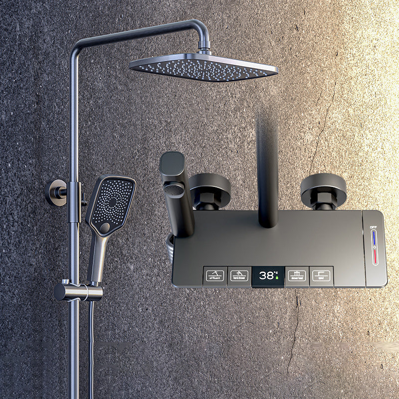 Modern Shower Trim Brass Adjustable Spray Pattern Thermostatic Shower Set Gun Grey 4 Temperature Control Clearhalo 'Bathroom Remodel & Bathroom Fixtures' 'Home Improvement' 'home_improvement' 'home_improvement_shower_faucets' 'Shower Faucets & Systems' 'shower_faucets' 'Showers & Bathtubs Plumbing' 'Showers & Bathtubs' 7037879