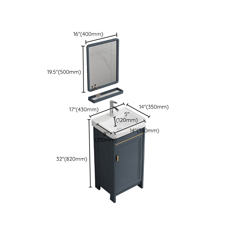 Freestanding Bath Vanity Blue Rectangle Mirror 2 Doors Bathroom Vanity with Single Sink Clearhalo 'Bathroom Remodel & Bathroom Fixtures' 'Bathroom Vanities' 'bathroom_vanities' 'Home Improvement' 'home_improvement' 'home_improvement_bathroom_vanities' 7038190