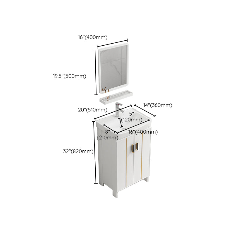 Glam Vanity Rectangle Mirror Metal Frame White Bathroom Vanity with Single Sink Clearhalo 'Bathroom Remodel & Bathroom Fixtures' 'Bathroom Vanities' 'bathroom_vanities' 'Home Improvement' 'home_improvement' 'home_improvement_bathroom_vanities' 7038281