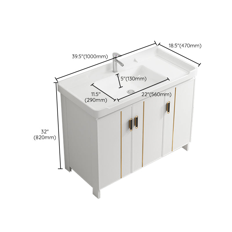 Glam Vanity Rectangle Mirror Metal Frame White Bathroom Vanity with Single Sink Clearhalo 'Bathroom Remodel & Bathroom Fixtures' 'Bathroom Vanities' 'bathroom_vanities' 'Home Improvement' 'home_improvement' 'home_improvement_bathroom_vanities' 7038303