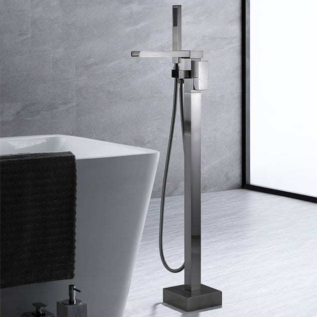 Floor Mounted Bronzel Freestanding Tub Filler Single Handle Freestanding Faucet with Hose Clearhalo 'Bathroom Remodel & Bathroom Fixtures' 'Bathtub Faucets' 'bathtub_faucets' 'Home Improvement' 'home_improvement' 'home_improvement_bathtub_faucets' 7038428