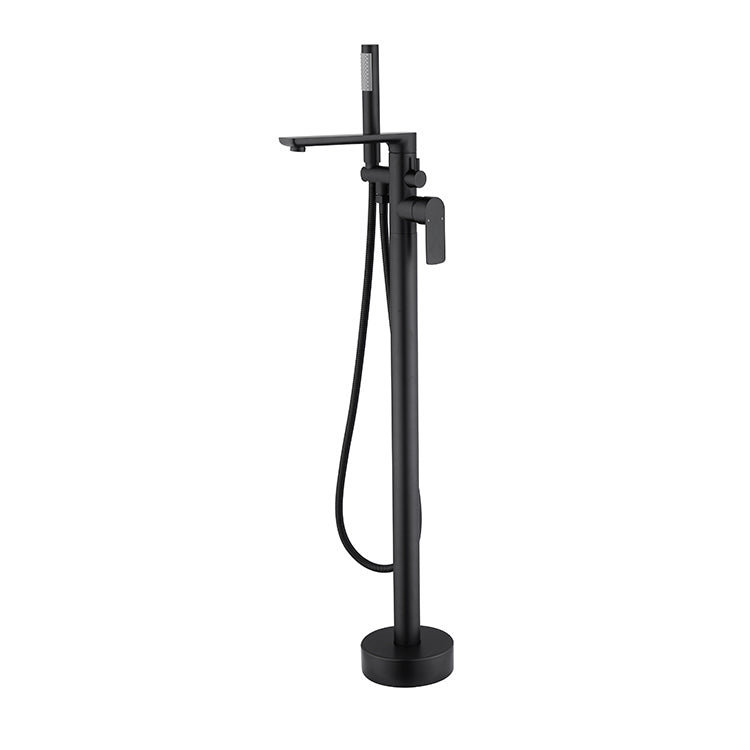 Floor Mounted Bronzel Freestanding Tub Filler Single Handle Freestanding Faucet with Hose Black Waterfall Faucet Not Included Clearhalo 'Bathroom Remodel & Bathroom Fixtures' 'Bathtub Faucets' 'bathtub_faucets' 'Home Improvement' 'home_improvement' 'home_improvement_bathtub_faucets' 7038440