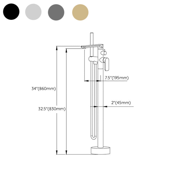 Floor Mounted Bronzel Freestanding Tub Filler Single Handle Freestanding Faucet with Hose Clearhalo 'Bathroom Remodel & Bathroom Fixtures' 'Bathtub Faucets' 'bathtub_faucets' 'Home Improvement' 'home_improvement' 'home_improvement_bathtub_faucets' 7038442