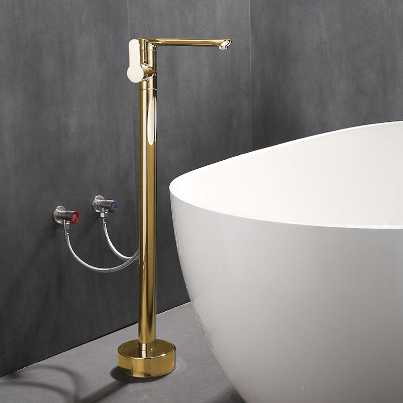 Modern Floor Bronze Freestanding Tub Filler Swivel Freestanding Faucet Gold Wall Clearhalo 'Bathroom Remodel & Bathroom Fixtures' 'Bathtub Faucets' 'bathtub_faucets' 'Home Improvement' 'home_improvement' 'home_improvement_bathtub_faucets' 7038478