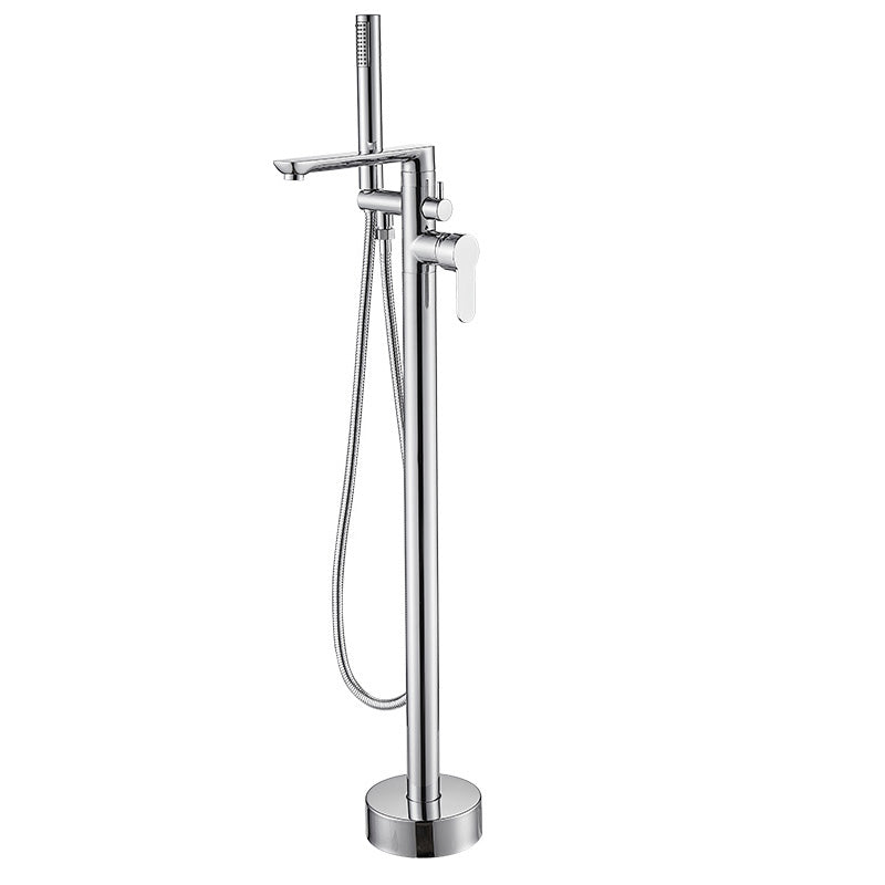 Modern Floor Mounted Freestanding Tub Filler Bronze Swivel Freestanding Faucet Silver Wall Clearhalo 'Bathroom Remodel & Bathroom Fixtures' 'Bathtub Faucets' 'bathtub_faucets' 'Home Improvement' 'home_improvement' 'home_improvement_bathtub_faucets' 7038497