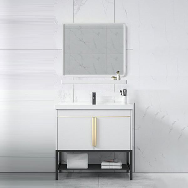 Bathroom Vanity Rectangular Drawers Mirror Storage Shelf with Faucet Vanity & Faucet & Mirrors White Clearhalo 'Bathroom Remodel & Bathroom Fixtures' 'Bathroom Vanities' 'bathroom_vanities' 'Home Improvement' 'home_improvement' 'home_improvement_bathroom_vanities' 7041699