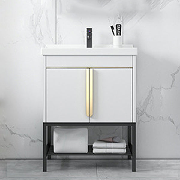 Bathroom Vanity Rectangular Drawers Mirror Storage Shelf with Faucet Vanity & Faucet 24"L x 19"W x 31"H White Clearhalo 'Bathroom Remodel & Bathroom Fixtures' 'Bathroom Vanities' 'bathroom_vanities' 'Home Improvement' 'home_improvement' 'home_improvement_bathroom_vanities' 7041706