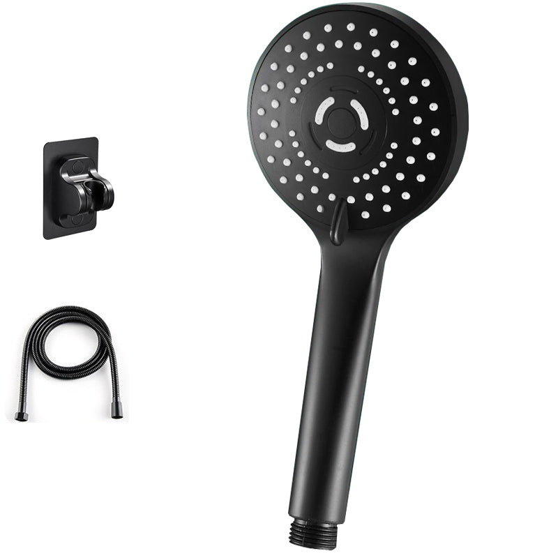 Round Shower Head Plastic Modern Shower Head with Adjustable Spray Pattern Black Shower Heads & Hose & Wall pedestal 1.5 meter Hose Clearhalo 'Bathroom Remodel & Bathroom Fixtures' 'Home Improvement' 'home_improvement' 'home_improvement_shower_heads' 'Shower Heads' 'shower_heads' 'Showers & Bathtubs Plumbing' 'Showers & Bathtubs' 7044496