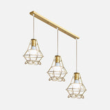 3 Heads Caged Hanging Light with Petal Design Vintage Stylish Gold Metal Pendant Light for Kitchen B Clearhalo 'Ceiling Lights' 'Modern Pendants' 'Modern' 'Pendant Lights' 'Pendants' Lighting' 70456