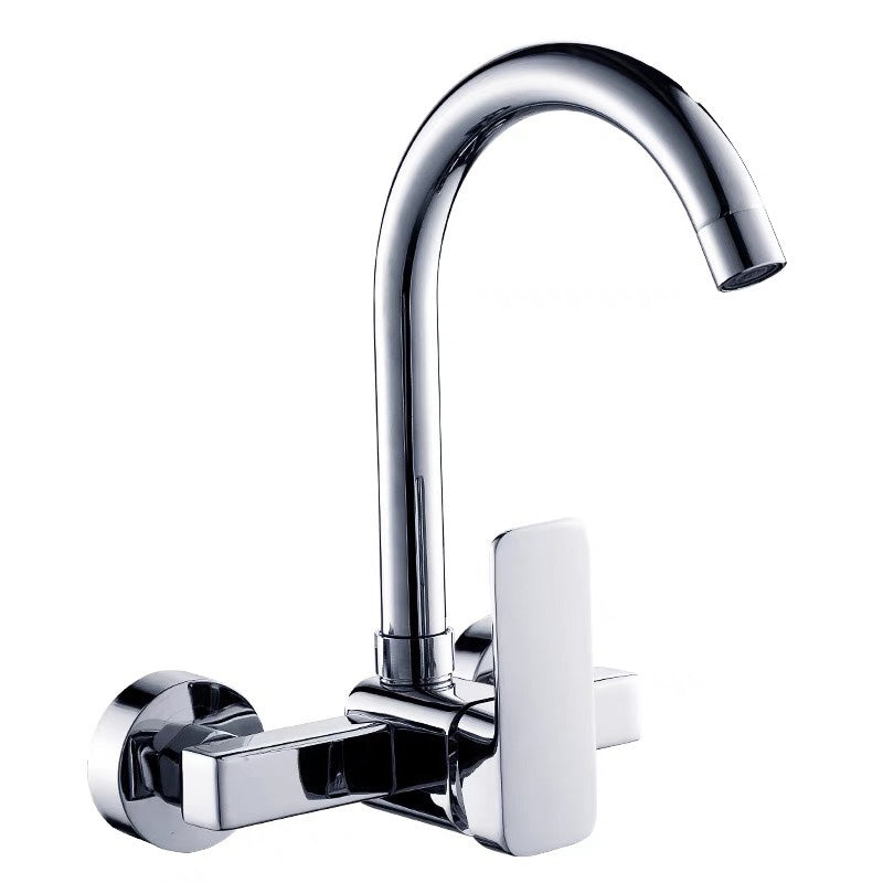 Centerset Bathroom Sink Faucet Single-handle Swivel Spout Centerset Faucet Clearhalo 'Bathroom Remodel & Bathroom Fixtures' 'Bathroom Sink Faucets' 'Bathroom Sinks & Faucet Components' 'bathroom_sink_faucets' 'Home Improvement' 'home_improvement' 'home_improvement_bathroom_sink_faucets' 7046249