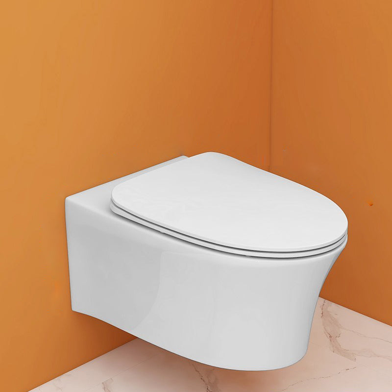 Modern White Ceramic Flush Toilet Wall Mount Urine Toilet with Seat for Bathroom 15"L x 21"W x 11"H Toilet Only Clearhalo 'Bathroom Remodel & Bathroom Fixtures' 'Home Improvement' 'home_improvement' 'home_improvement_toilets' 'Toilets & Bidets' 'Toilets' 7049853