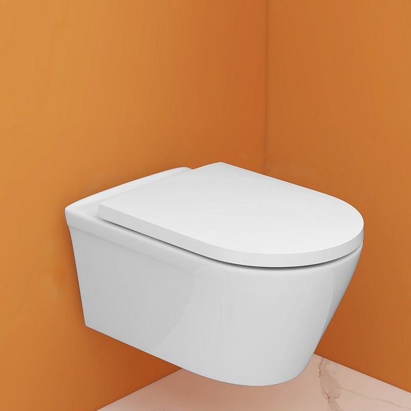Modern White Ceramic Flush Toilet Wall Mount Urine Toilet with Seat for Bathroom 14"L x 21"W x 12"H Toilet Only Clearhalo 'Bathroom Remodel & Bathroom Fixtures' 'Home Improvement' 'home_improvement' 'home_improvement_toilets' 'Toilets & Bidets' 'Toilets' 7049858