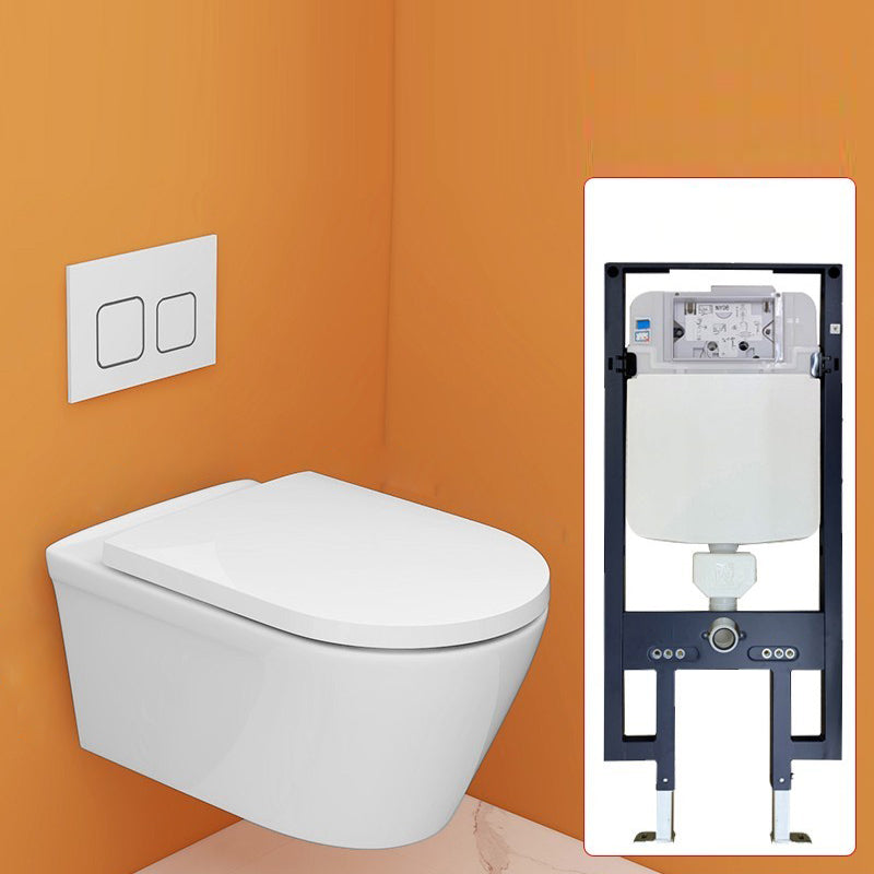Modern White Ceramic Flush Toilet Wall Mount Urine Toilet with Seat for Bathroom 14"L x 21"W x 12"H Toilet with High Tanker Clearhalo 'Bathroom Remodel & Bathroom Fixtures' 'Home Improvement' 'home_improvement' 'home_improvement_toilets' 'Toilets & Bidets' 'Toilets' 7049860