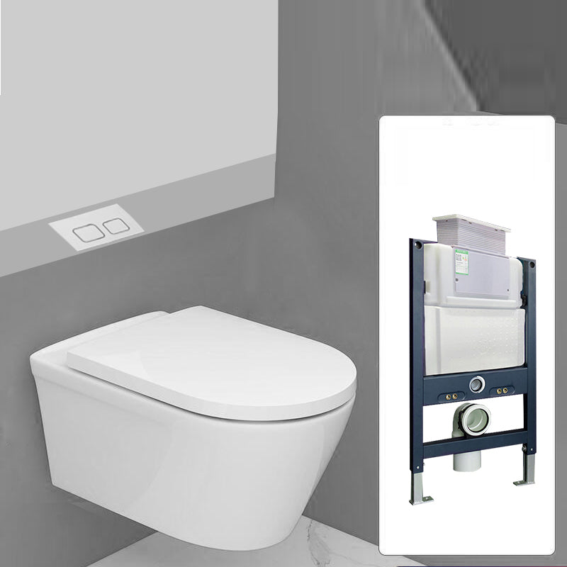 Modern White Ceramic Flush Toilet Wall Mount Urine Toilet with Seat for Bathroom 14"L x 21"W x 12"H Toilet with Low Tanker Clearhalo 'Bathroom Remodel & Bathroom Fixtures' 'Home Improvement' 'home_improvement' 'home_improvement_toilets' 'Toilets & Bidets' 'Toilets' 7049862