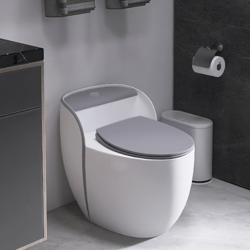 Contemporary Floor Mount Flush Toilet Siphon Jet Urine Toilet for Bathroom White/ Gray 16" Clearhalo 'Bathroom Remodel & Bathroom Fixtures' 'Home Improvement' 'home_improvement' 'home_improvement_toilets' 'Toilets & Bidets' 'Toilets' 7049938