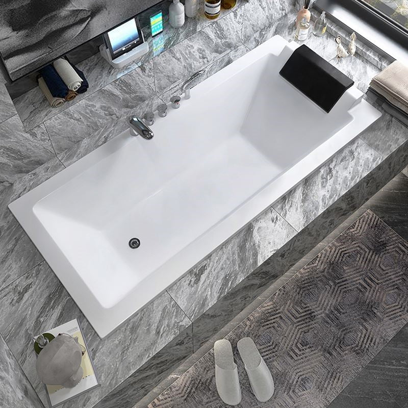 Drop-in White Bath Modern Soaking Acrylic Rectangular Bathtub 67"L x 30"W x 18"H Tub with Silver 5-Piece Set Clearhalo 'Bathroom Remodel & Bathroom Fixtures' 'Bathtubs' 'Home Improvement' 'home_improvement' 'home_improvement_bathtubs' 'Showers & Bathtubs' 7050000