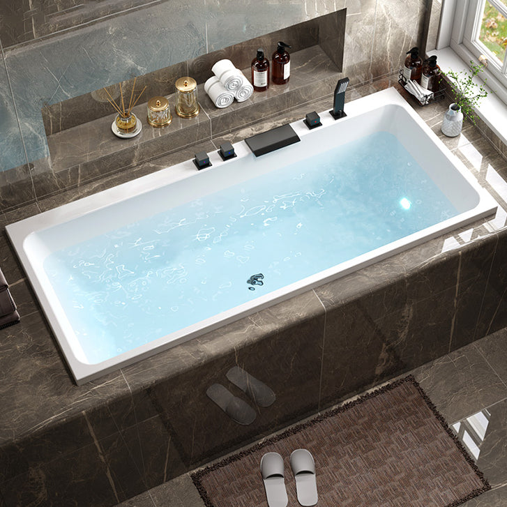 Drop in Soaking Bathtub Antique Finish Rectangular Modern Bath Tub 58"L x 27"W x 23"H Tub with Black 5-Piece Set Clearhalo 'Bathroom Remodel & Bathroom Fixtures' 'Bathtubs' 'Home Improvement' 'home_improvement' 'home_improvement_bathtubs' 'Showers & Bathtubs' 7050014