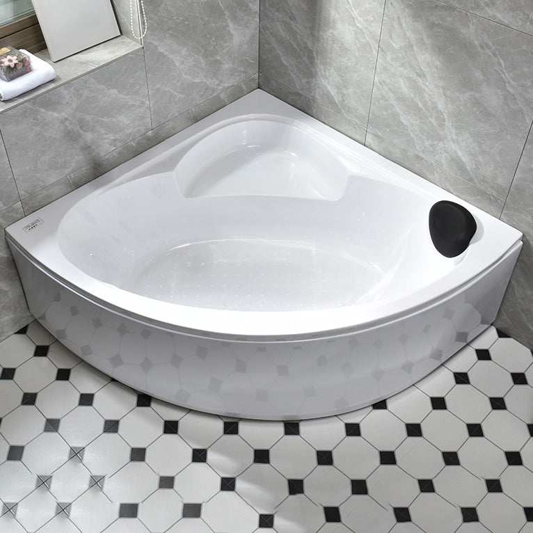 Modern Corner Soaking Bathtub Antique Finish Back to Wall Bath Tub Tub with Pillow Clearhalo 'Bathroom Remodel & Bathroom Fixtures' 'Bathtubs' 'Home Improvement' 'home_improvement' 'home_improvement_bathtubs' 'Showers & Bathtubs' 7050030