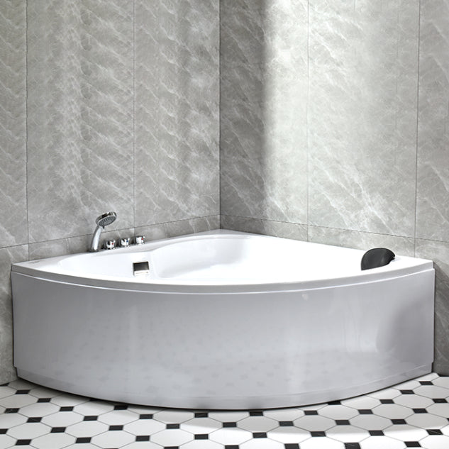 Modern Corner Soaking Bathtub Antique Finish Back to Wall Bath Tub 48"L x 48"W x 22"H Tub with Silver 5-Piece Set Clearhalo 'Bathroom Remodel & Bathroom Fixtures' 'Bathtubs' 'Home Improvement' 'home_improvement' 'home_improvement_bathtubs' 'Showers & Bathtubs' 7050032