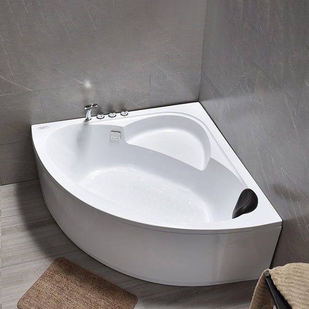 Modern Corner Soaking Bathtub Antique Finish Back to Wall Bath Tub 52"L x 52"W x 22"H Tub with Silver 5-Piece Set Clearhalo 'Bathroom Remodel & Bathroom Fixtures' 'Bathtubs' 'Home Improvement' 'home_improvement' 'home_improvement_bathtubs' 'Showers & Bathtubs' 7050033