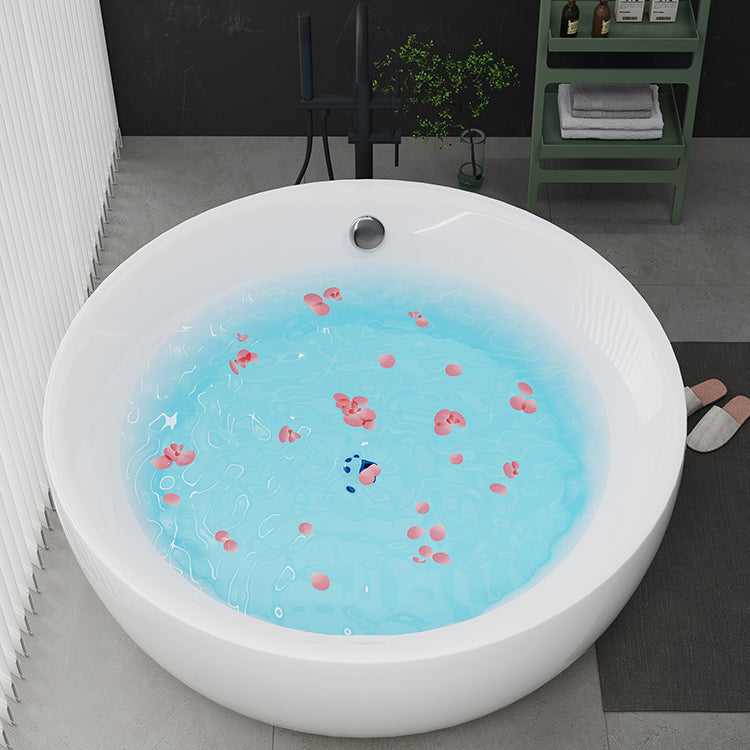 Round Bathtub Acrylic Soaking Freestanding Bathtub , 25.59-inch Tall Tub with Freestanding Tub Fillers Clearhalo 'Bathroom Remodel & Bathroom Fixtures' 'Bathtubs' 'Home Improvement' 'home_improvement' 'home_improvement_bathtubs' 'Showers & Bathtubs' 7050049