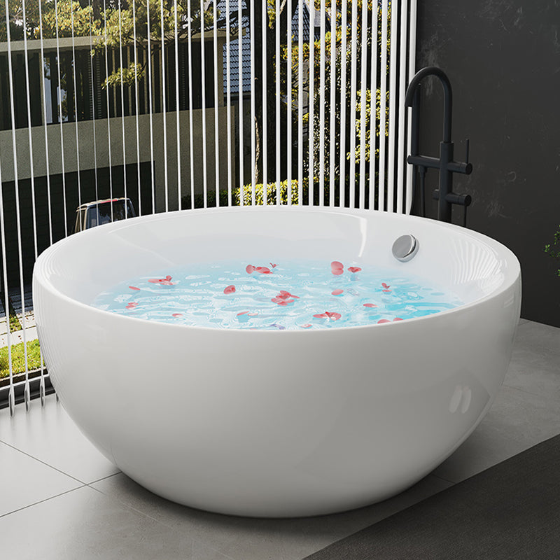 Round Bathtub Acrylic Soaking Freestanding Bathtub , 25.59-inch Tall 47"L x 47"W x 26"H Tub with Freestanding Tub Fillers Clearhalo 'Bathroom Remodel & Bathroom Fixtures' 'Bathtubs' 'Home Improvement' 'home_improvement' 'home_improvement_bathtubs' 'Showers & Bathtubs' 7050050