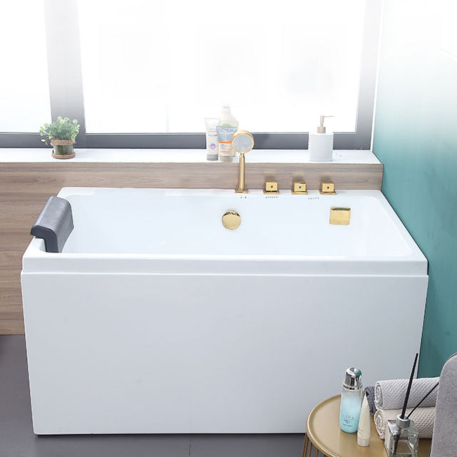 Soaking Bathtub Antique Finish Rectangular Back to Wall Bath 43.3"L x 29.5"W x 24"H Tub with Gold 4-Piece Set Clearhalo 'Bathroom Remodel & Bathroom Fixtures' 'Bathtubs' 'Home Improvement' 'home_improvement' 'home_improvement_bathtubs' 'Showers & Bathtubs' 7050134