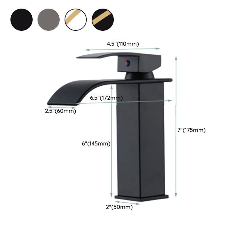Vanity Sink Faucet Waterfall Spout Single Handle Faucet with LED Light Clearhalo 'Bathroom Remodel & Bathroom Fixtures' 'Bathroom Sink Faucets' 'Bathroom Sinks & Faucet Components' 'bathroom_sink_faucets' 'Home Improvement' 'home_improvement' 'home_improvement_bathroom_sink_faucets' 7050642
