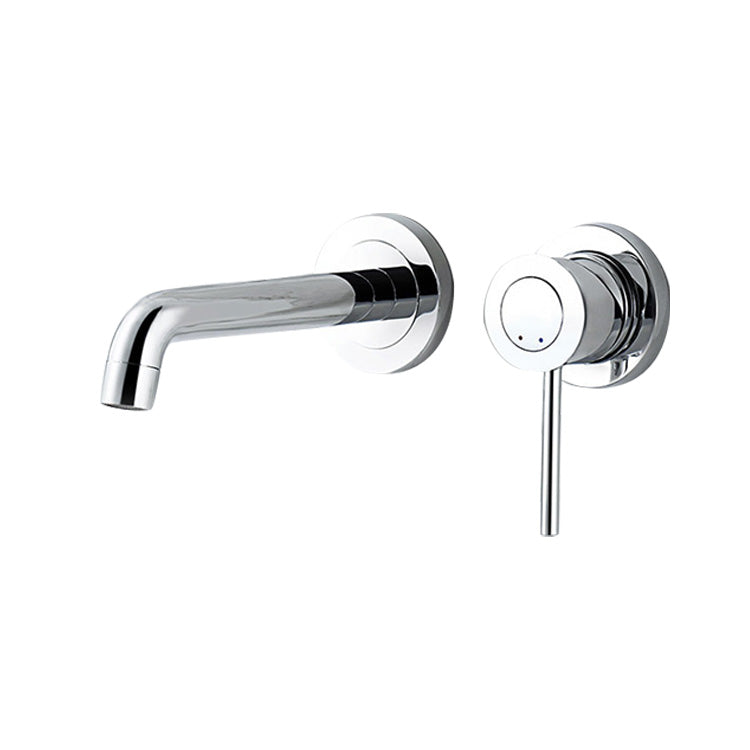 Wall Mounted Bathroom Faucet Single-handle Low Arc Chrome Faucet Clearhalo 'Bathroom Remodel & Bathroom Fixtures' 'Bathroom Sink Faucets' 'Bathroom Sinks & Faucet Components' 'bathroom_sink_faucets' 'Home Improvement' 'home_improvement' 'home_improvement_bathroom_sink_faucets' 7050691