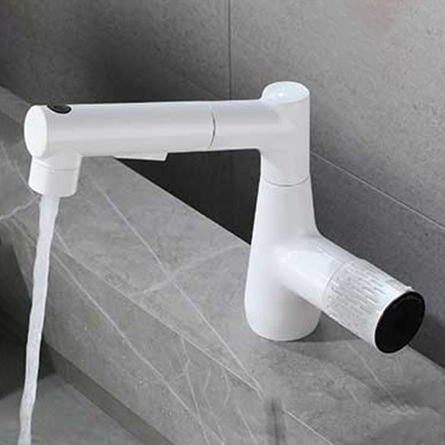 Knob Handle Vessel Faucet Modern White Vessel Sink Bathroom Faucet White Clearhalo 'Bathroom Remodel & Bathroom Fixtures' 'Bathroom Sink Faucets' 'Bathroom Sinks & Faucet Components' 'bathroom_sink_faucets' 'Home Improvement' 'home_improvement' 'home_improvement_bathroom_sink_faucets' 7050695