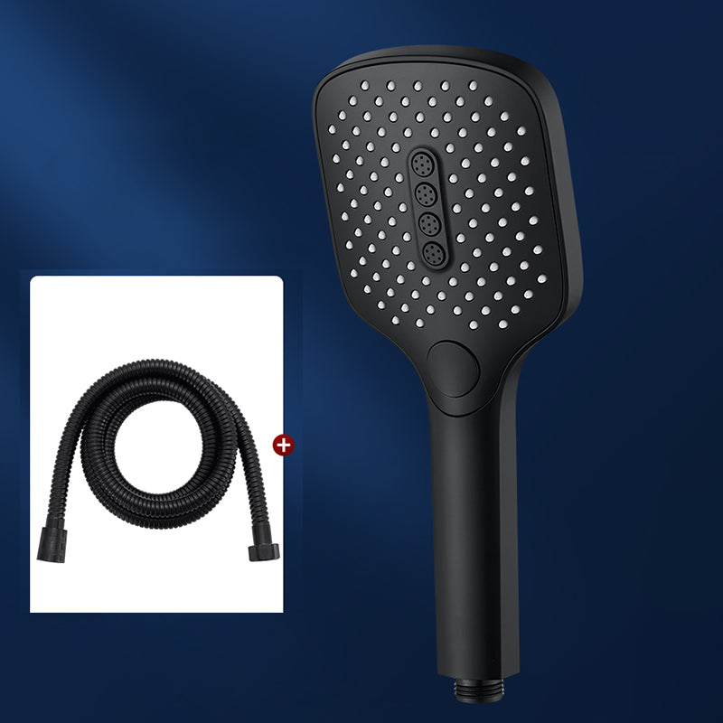 Contemporary Fixed Shower Head Square Metal Shower Head Combo Black Shower Head with Hose Clearhalo 'Bathroom Remodel & Bathroom Fixtures' 'Home Improvement' 'home_improvement' 'home_improvement_shower_heads' 'Shower Heads' 'shower_heads' 'Showers & Bathtubs Plumbing' 'Showers & Bathtubs' 7051049