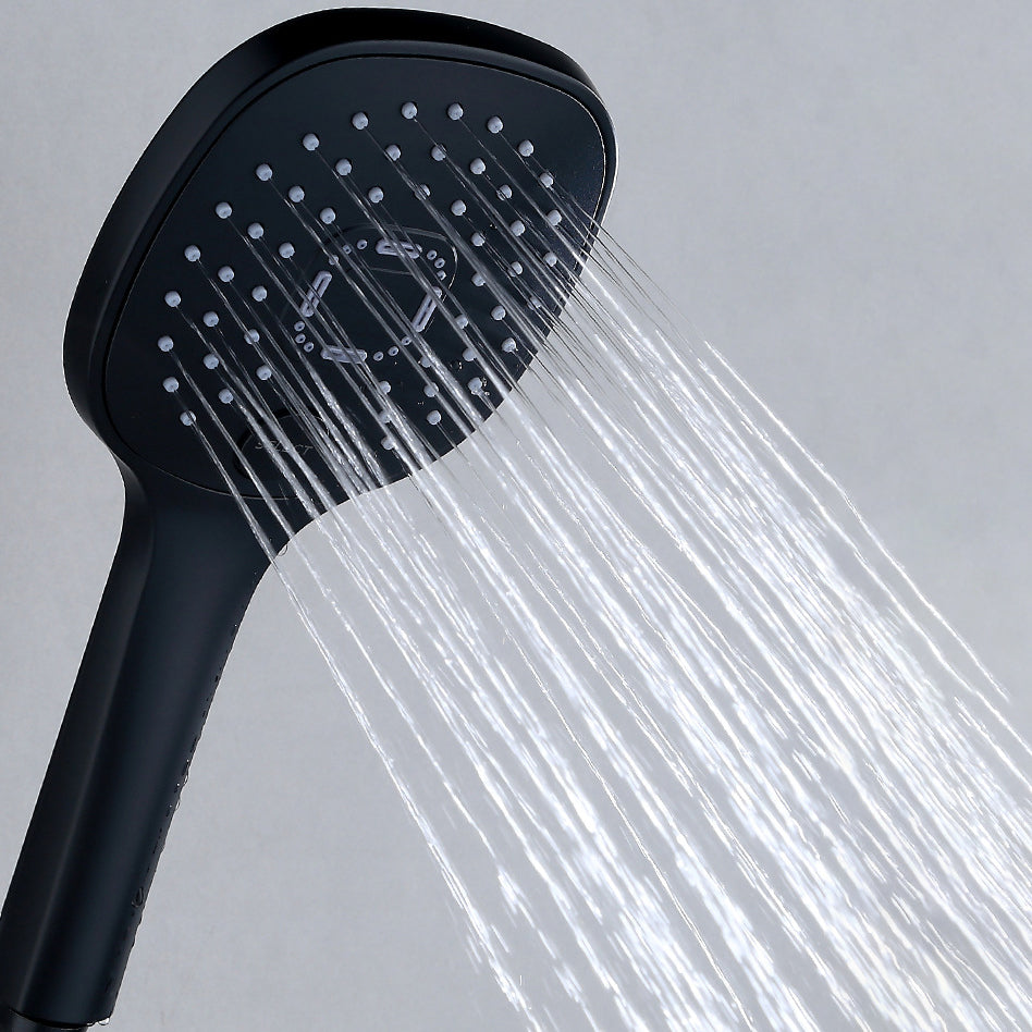 Modern 3 Sprays Shower Head Combo Metal Adjustable Shower Heads Square Black Clearhalo 'Bathroom Remodel & Bathroom Fixtures' 'Home Improvement' 'home_improvement' 'home_improvement_shower_heads' 'Shower Heads' 'shower_heads' 'Showers & Bathtubs Plumbing' 'Showers & Bathtubs' 7051118