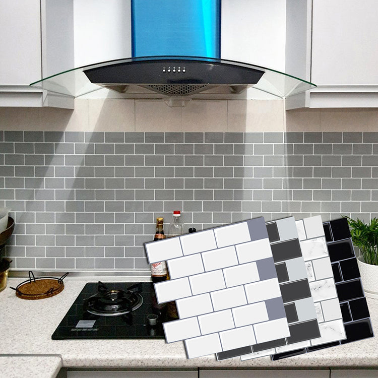 Plastic Peel & Stick Subway Tile Square Peel and Stick Backsplash Wall ...