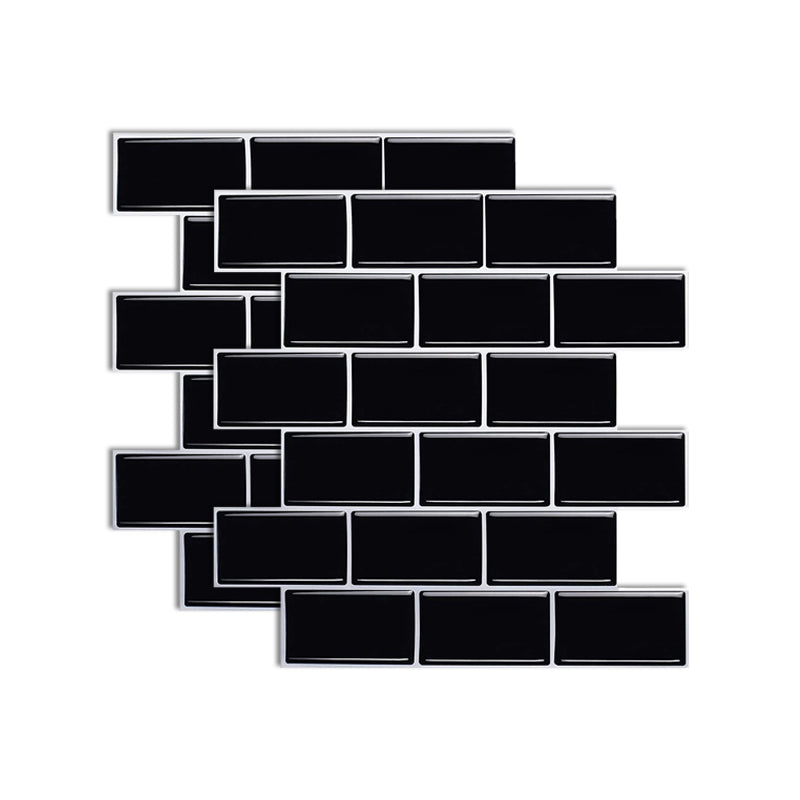 Square Peel and Stick Tiles Plastic Indoor Peel & Stick Subway Tile Black Clearhalo 'Flooring 'Home Improvement' 'home_improvement' 'home_improvement_peel_stick_blacksplash' 'Peel & Stick Backsplash Tile' 'peel_stick_blacksplash' 'Walls & Ceilings' Walls and Ceiling' 7051212