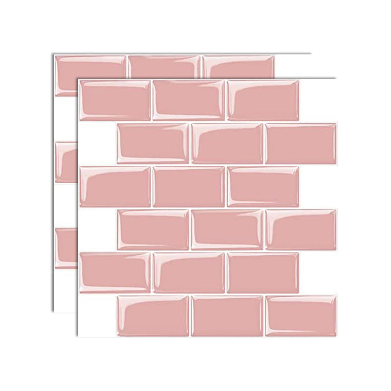 Square Peel and Stick Tiles Plastic Indoor Peel & Stick Subway Tile Pink Clearhalo 'Flooring 'Home Improvement' 'home_improvement' 'home_improvement_peel_stick_blacksplash' 'Peel & Stick Backsplash Tile' 'peel_stick_blacksplash' 'Walls & Ceilings' Walls and Ceiling' 7051213